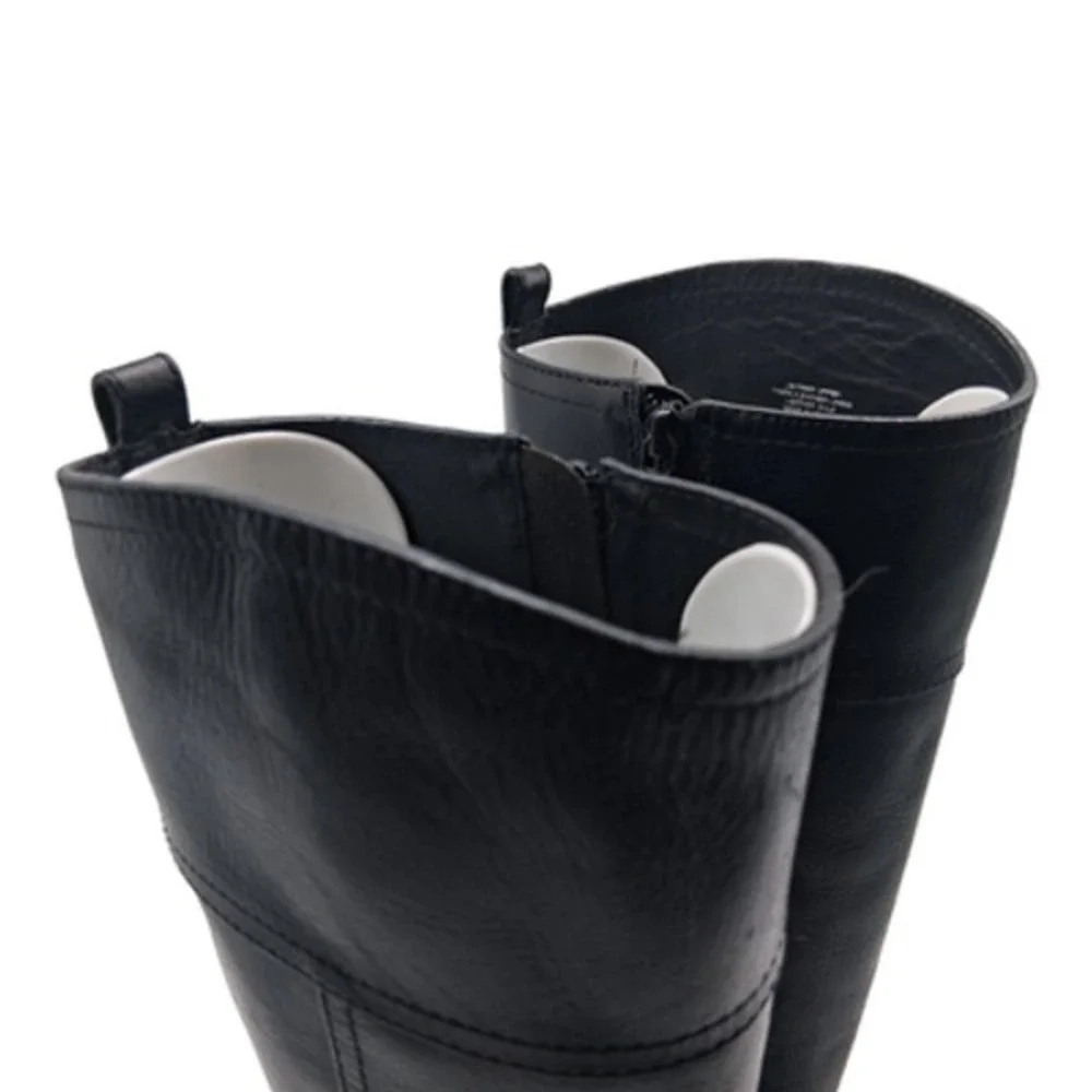 Tory Burch Boots Womens Size 7 Black Leather Knee High Riding Zip Logo